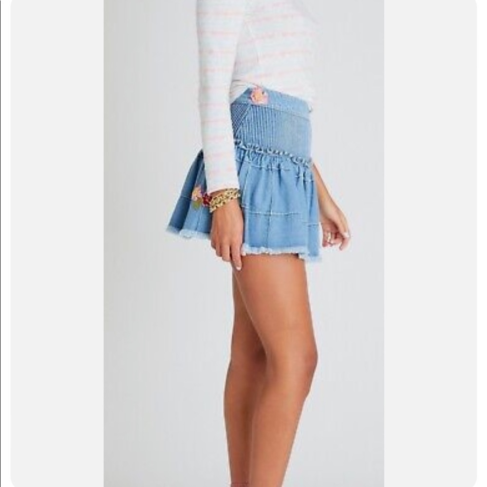 LoveShackFancy Denim Skirt size 0